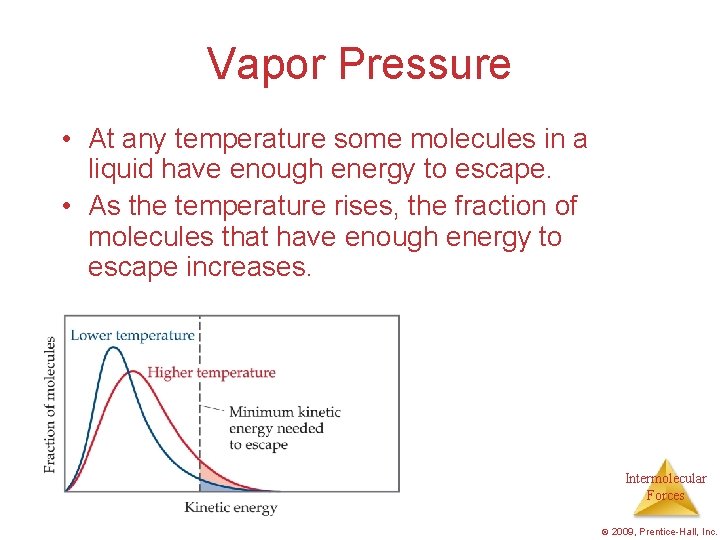 Vapor Pressure • At any temperature some molecules in a liquid have enough energy
