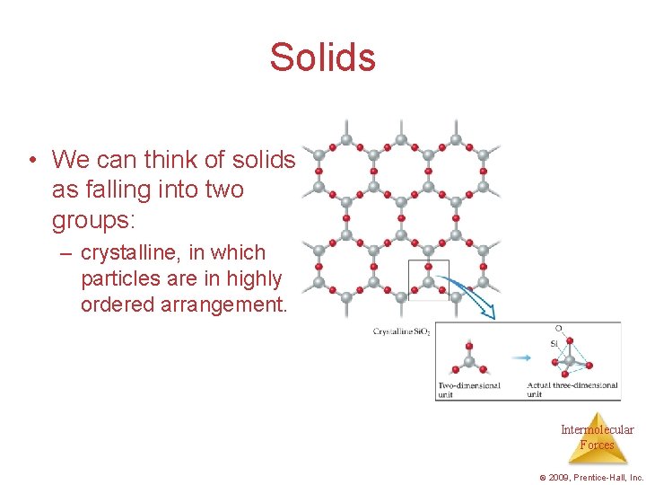 Solids • We can think of solids as falling into two groups: – crystalline,