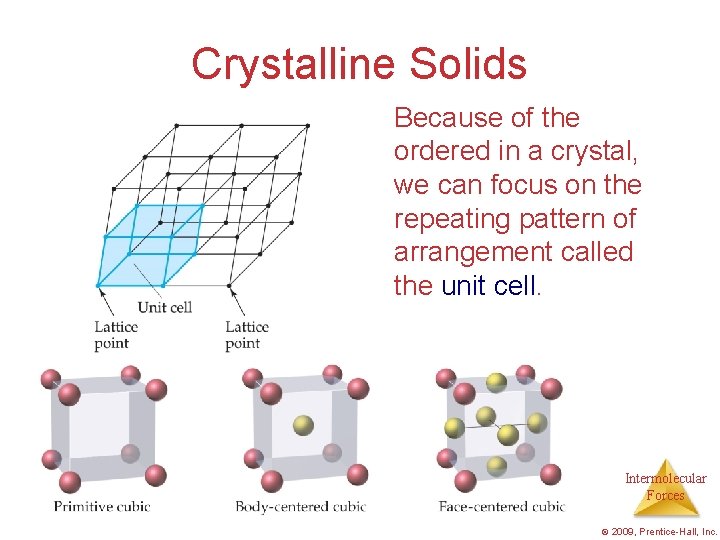 Crystalline Solids Because of the ordered in a crystal, we can focus on the