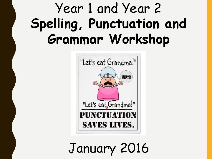 Year 1 and Year 2 Spelling, Punctuation and Grammar Workshop January 2016 