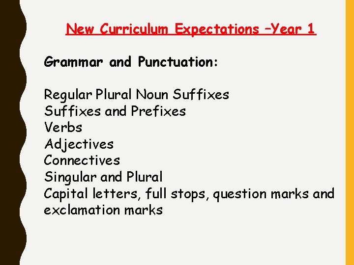 New Curriculum Expectations –Year 1 Grammar and Punctuation: Regular Plural Noun Suffixes and Prefixes