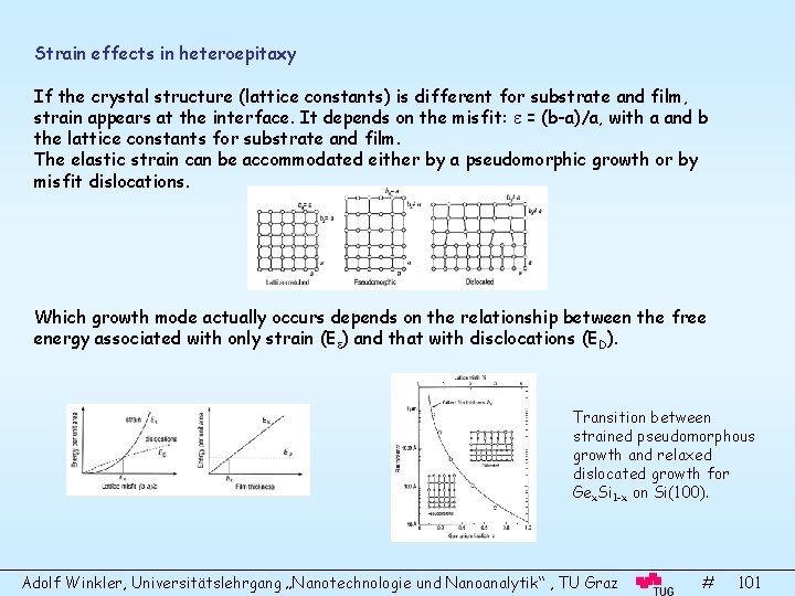 Strain effects in heteroepitaxy If the crystal structure (lattice constants) is different for substrate