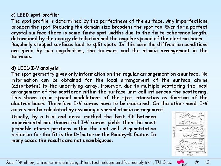 c) LEED spot profile: The spot profile is determined by the perfectness of the