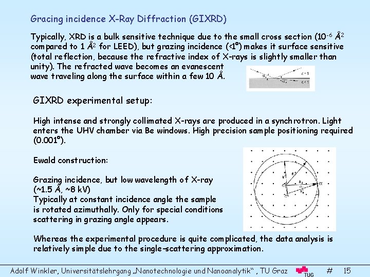 Gracing incidence X-Ray Diffraction (GIXRD) Typically, XRD is a bulk sensitive technique due to