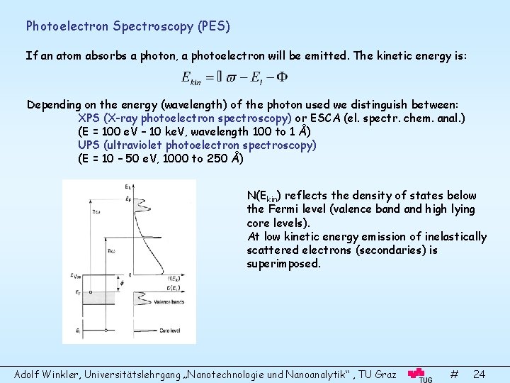 Photoelectron Spectroscopy (PES) If an atom absorbs a photon, a photoelectron will be emitted.