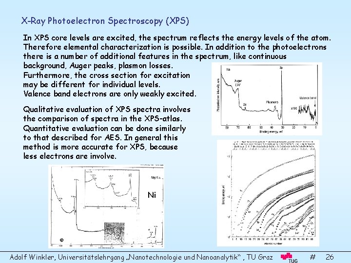 X-Ray Photoelectron Spectroscopy (XPS) In XPS core levels are excited, the spectrum reflects the