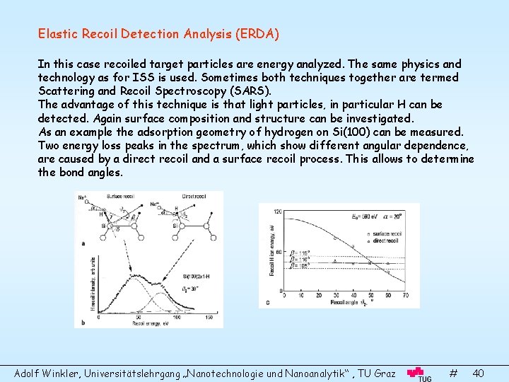 Elastic Recoil Detection Analysis (ERDA) In this case recoiled target particles are energy analyzed.