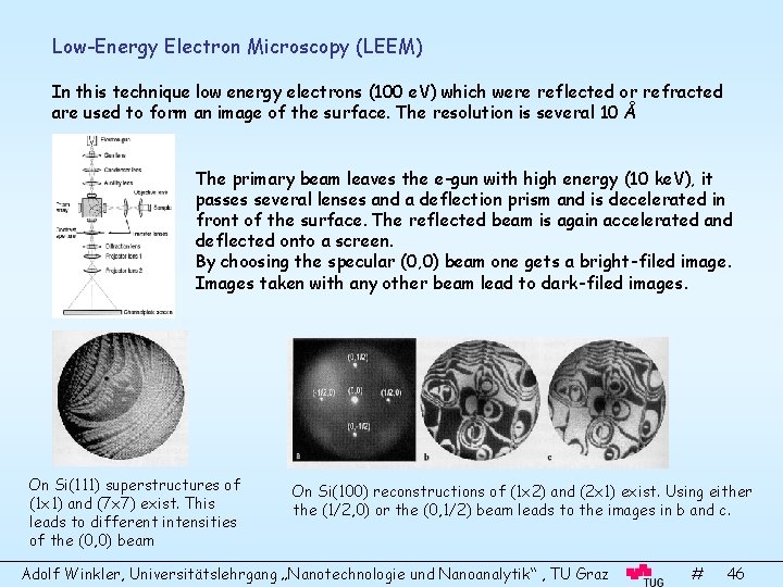 Low-Energy Electron Microscopy (LEEM) In this technique low energy electrons (100 e. V) which