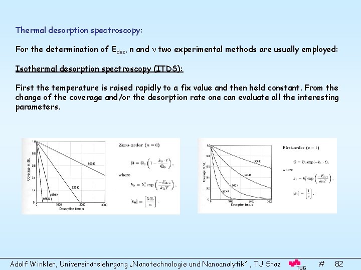 Thermal desorption spectroscopy: For the determination of Edes, n and two experimental methods are