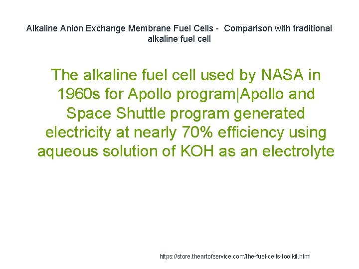 Alkaline Anion Exchange Membrane Fuel Cells - Comparison with traditional alkaline fuel cell The