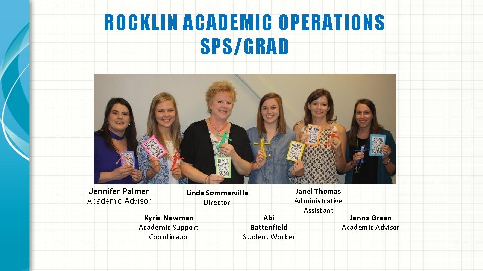ROCKLIN ACADEMIC OPERATIONS SPS/GRAD Jennifer Palmer Academic Advisor Linda Sommerville Director Kyrie Newman Academic