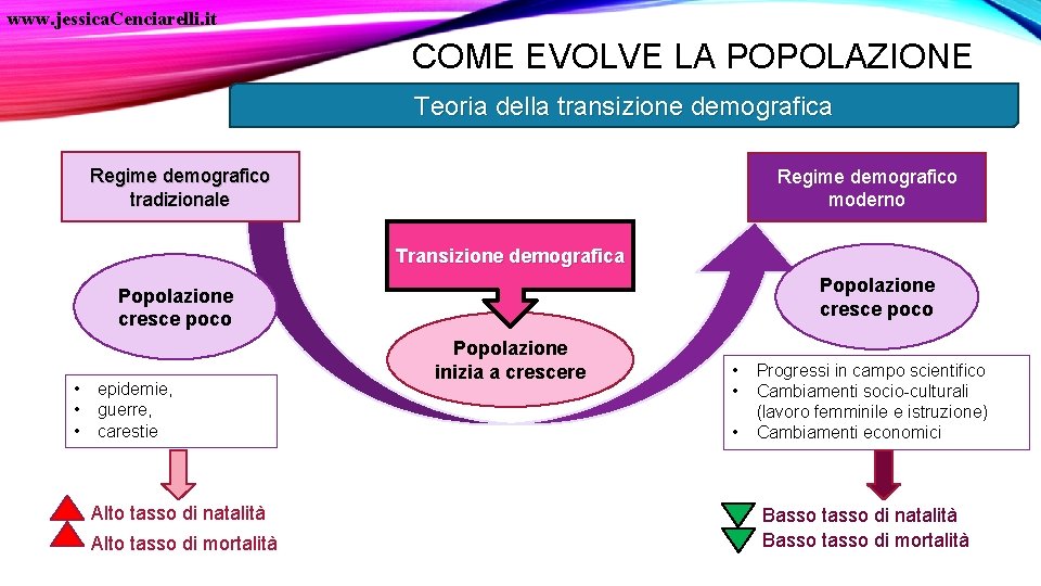 www. jessica. Cenciarelli. it COME EVOLVE LA POPOLAZIONE Teoria della transizione demografica Regime demografico