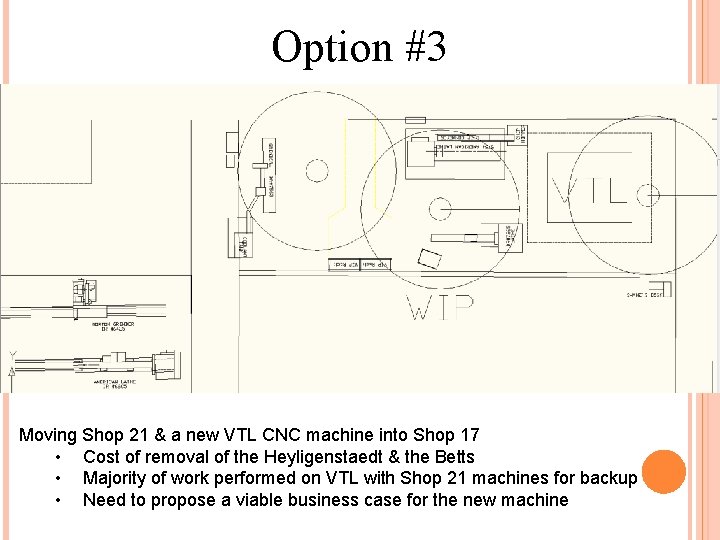 Option #3 Moving Shop 21 & a new VTL CNC machine into Shop 17