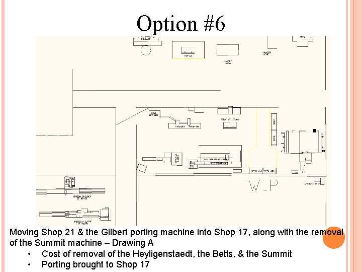 Option #6 Moving Shop 21 & the Gilbert porting machine into Shop 17, along