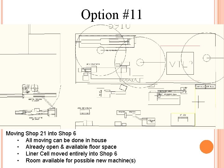 Option #11 Moving Shop 21 into Shop 6 • All moving can be done