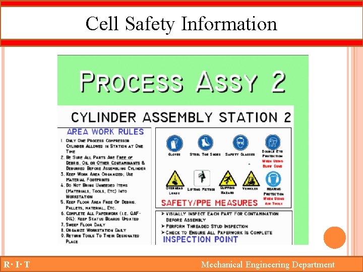Cell Safety Information R· I· T Mechanical Engineering Department 