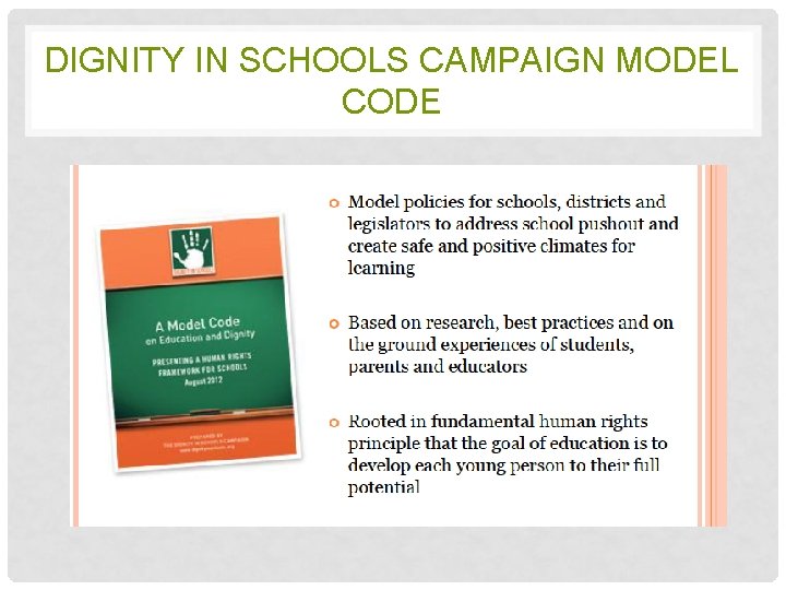 DIGNITY IN SCHOOLS CAMPAIGN MODEL CODE 