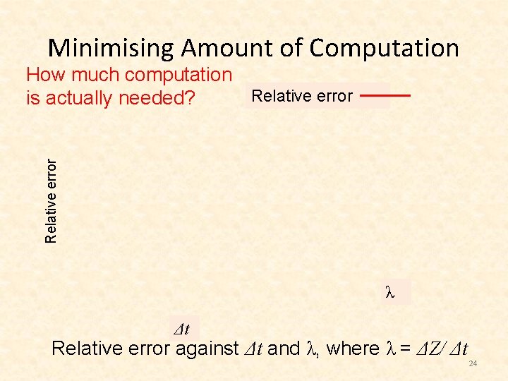 Minimising Amount of Computation Relative error How much computation Relative error is actually needed?