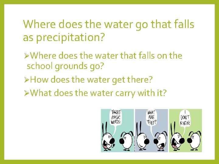 Where does the water go that falls as precipitation? ØWhere does the water that