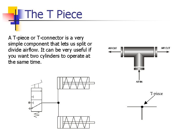 The T Piece A T-piece or T-connector is a very simple component that lets