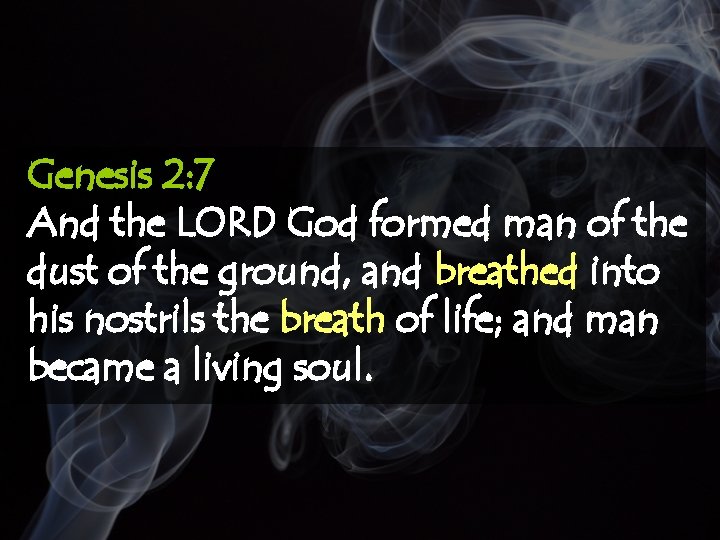 Genesis 2: 7 And the LORD God formed man of the dust of the