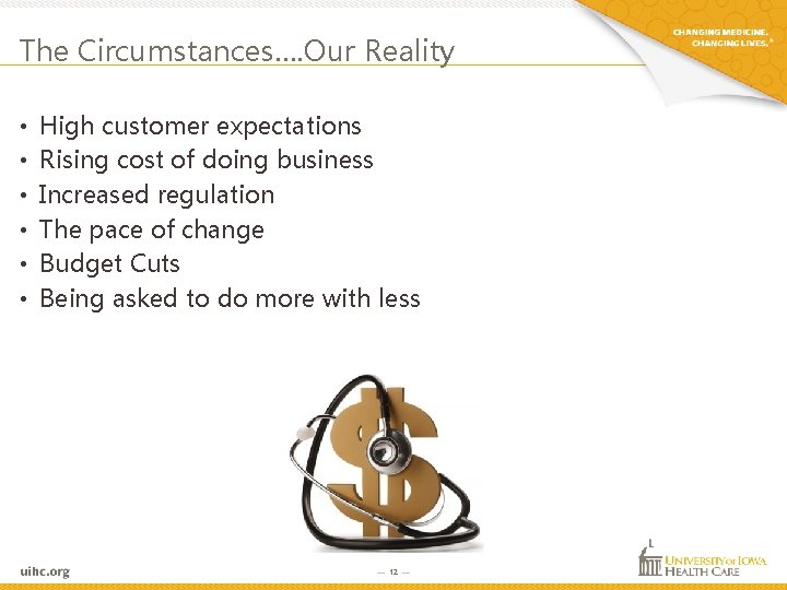 The Circumstances…. Our Reality • • • High customer expectations Rising cost of doing The Circumstances…. Our Reality • • • High customer expectations Rising cost of doing