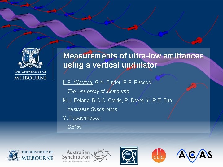 Measurements of ultra-low emittances using a vertical undulator K. P. Wootton, G. N. Taylor,