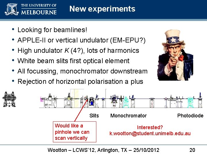 New experiments • • • Looking for beamlines! APPLE-II or vertical undulator (EM-EPU? )