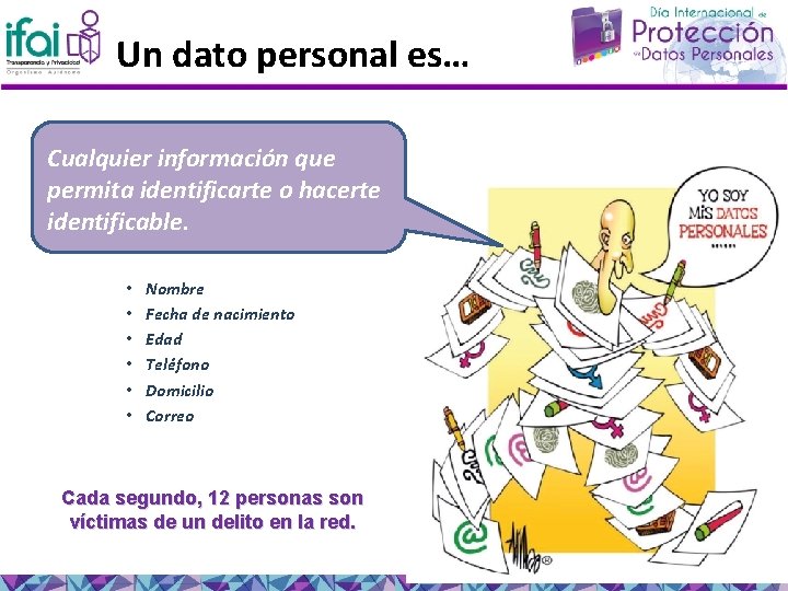 Un dato personal es… Cualquier información que permita identificarte o hacerte identificable. • •