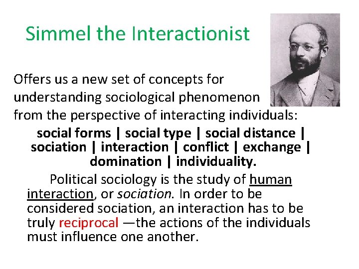 Simmel the Interactionist s fsvv Offers us a new set of concepts for understanding