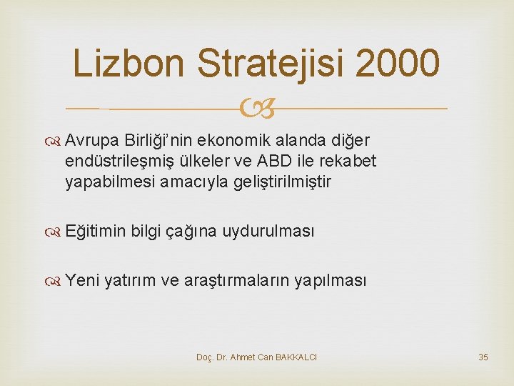 Lizbon Stratejisi 2000 Avrupa Birliği’nin ekonomik alanda diğer endüstrileşmiş ülkeler ve ABD ile rekabet
