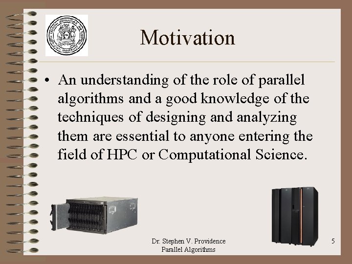 Parallel Algorithm Design Analysis Course Dr Stephen V