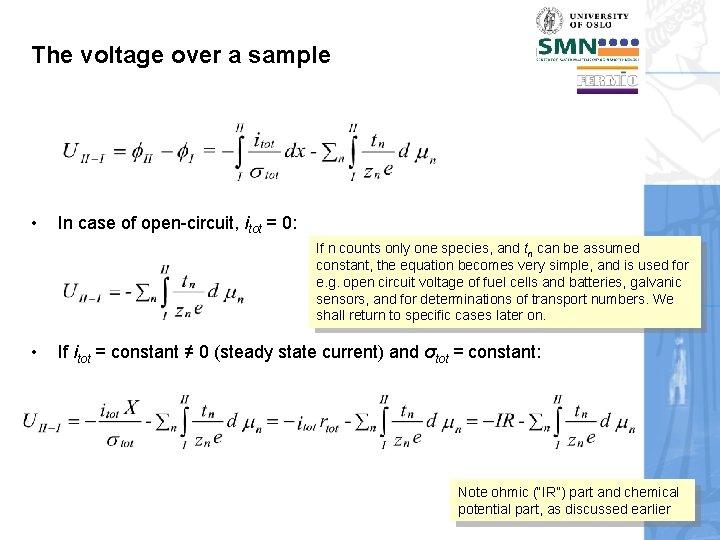 The voltage over a sample • In case of open-circuit, itot = 0: If