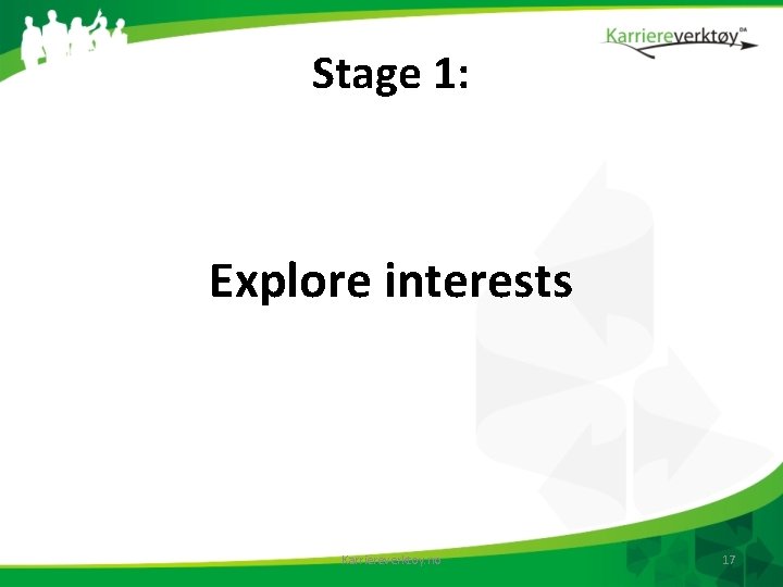 Stage 1: Explore interests Karriereverktoy. no 17 