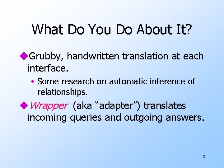 What Do You Do About It? u. Grubby, handwritten translation at each interface. w What Do You Do About It? u. Grubby, handwritten translation at each interface. w