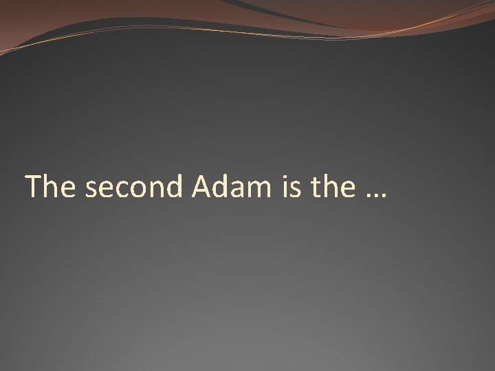 The second Adam is the … 