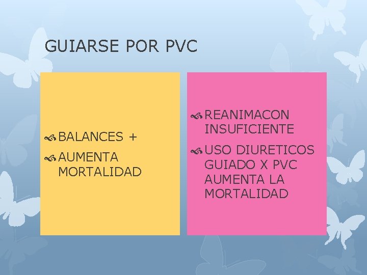 GUIARSE POR PVC BALANCES + AUMENTA MORTALIDAD REANIMACON INSUFICIENTE USO DIURETICOS GUIADO X PVC