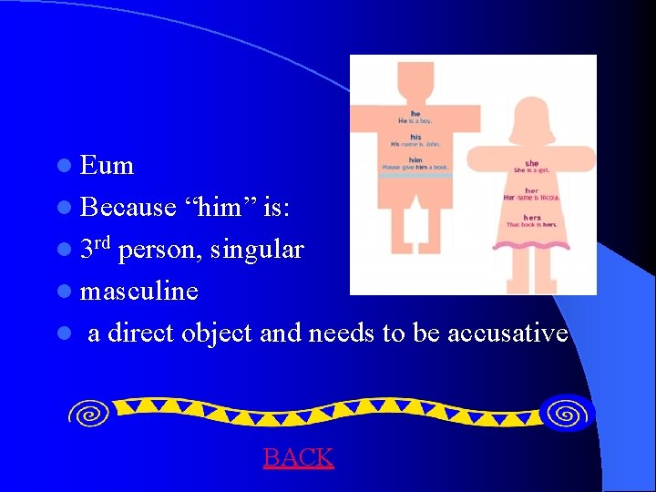 l Eum l Because “him” is: l 3 rd person, singular l masculine l