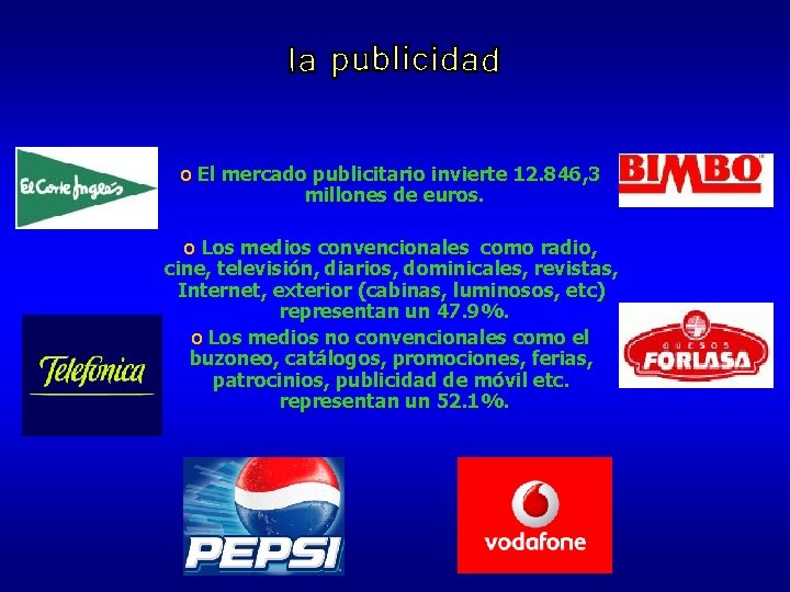 o El mercado publicitario invierte 12. 846, 3 millones de euros. o Los medios