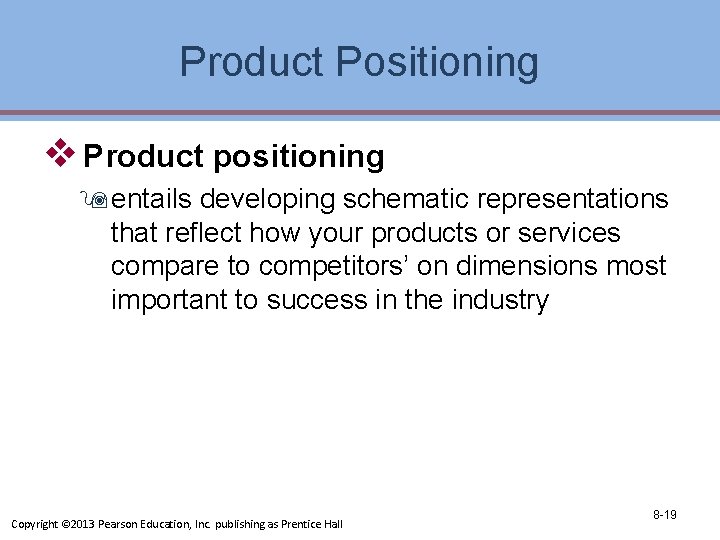 Product Positioning v Product positioning 9 entails developing schematic representations that reflect how your