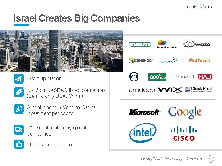 Israel Creates Big Companies “Start-up Nation” No. 3 on NASDAQ listed companies (Behind only
