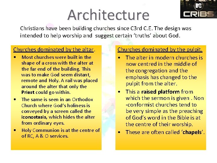 Architecture Christians have been building churches since C 3 rd C. E. The design Architecture Christians have been building churches since C 3 rd C. E. The design