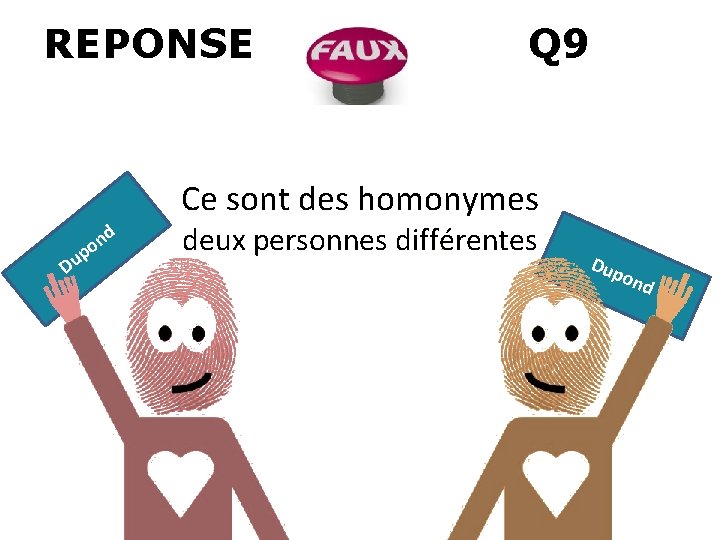 REPONSE Q 9 Ce sont des homonymes nd o p Du deux personnes différentes REPONSE Q 9 Ce sont des homonymes nd o p Du deux personnes différentes