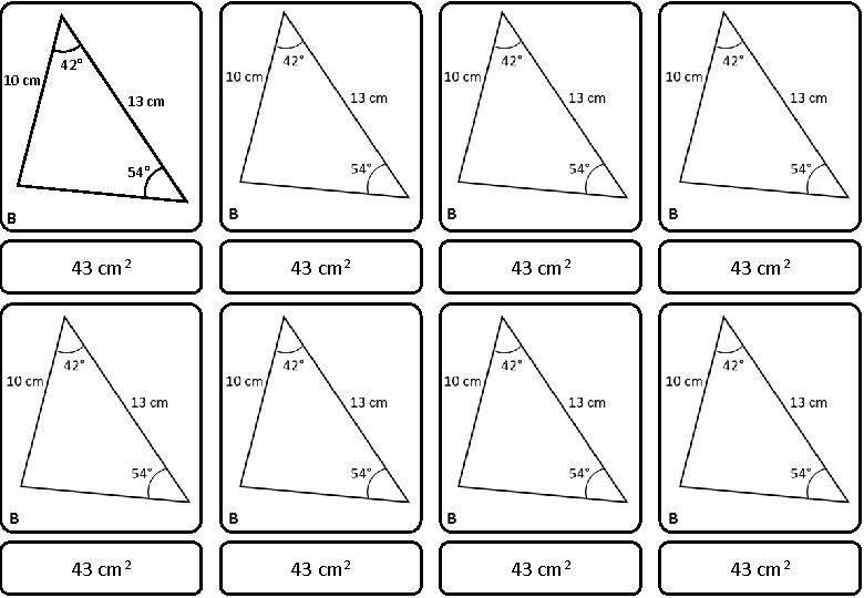 10 cm 42° 13 cm 54° B 43 cm 2 43 cm 2 