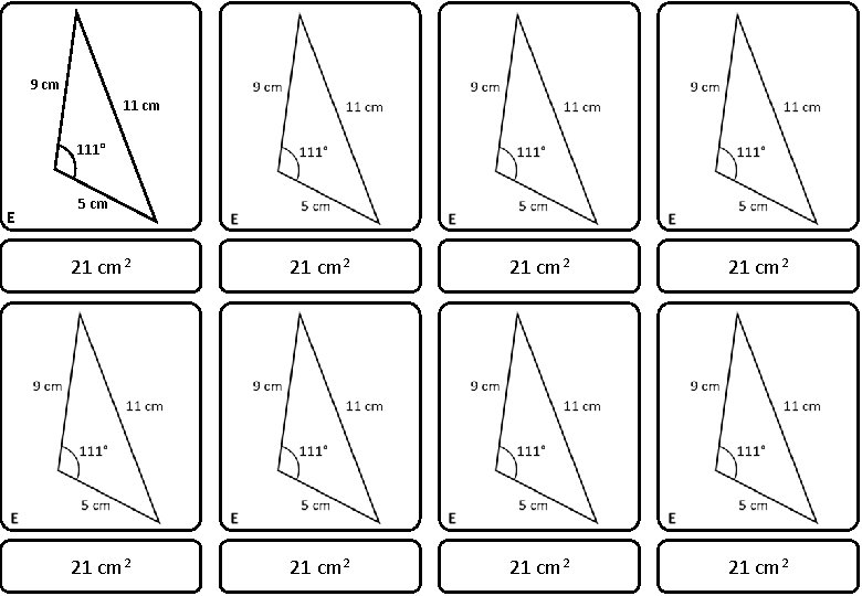 9 cm 111° E 5 cm 21 cm 2 21 cm 2 