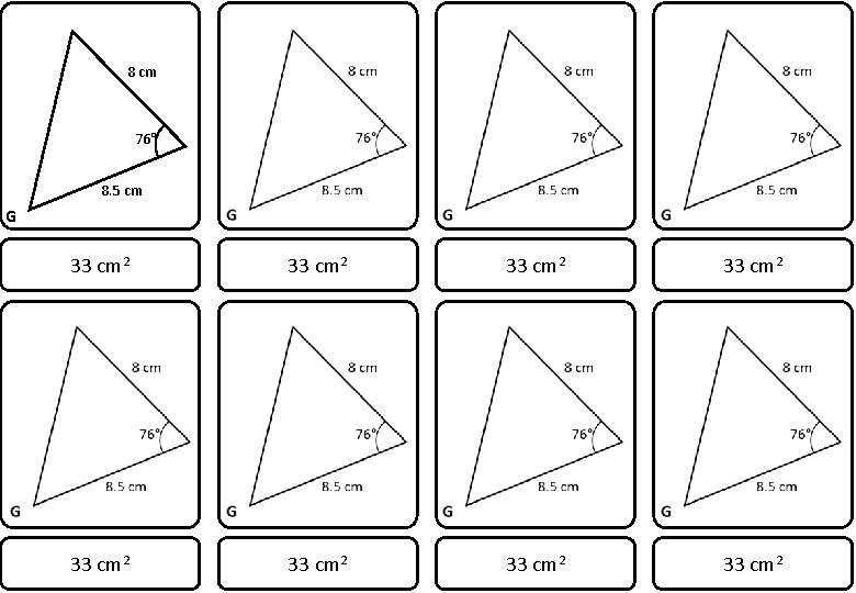 8 cm 76° 8. 5 cm G 33 cm 2 33 cm 2 