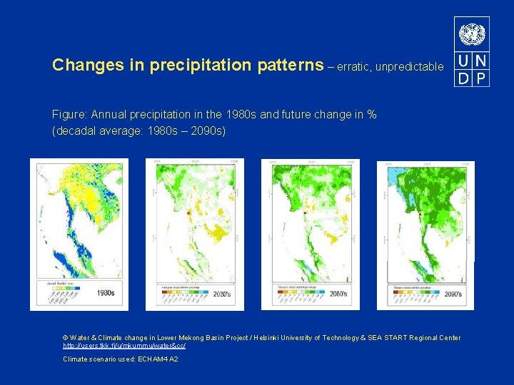 Changes in precipitation patterns – erratic, unpredictable Figure: Annual precipitation in the 1980 s