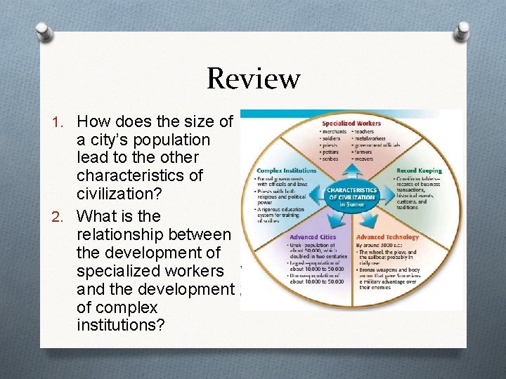 Review 1. How does the size of a city’s population lead to the other