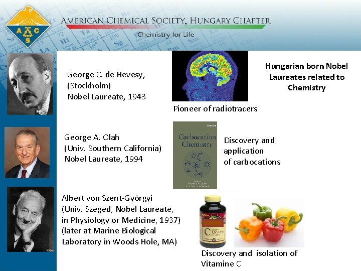 Hungarian born Nobel Laureates related to Chemistry George C. de Hevesy, (Stockholm) Nobel Laureate,