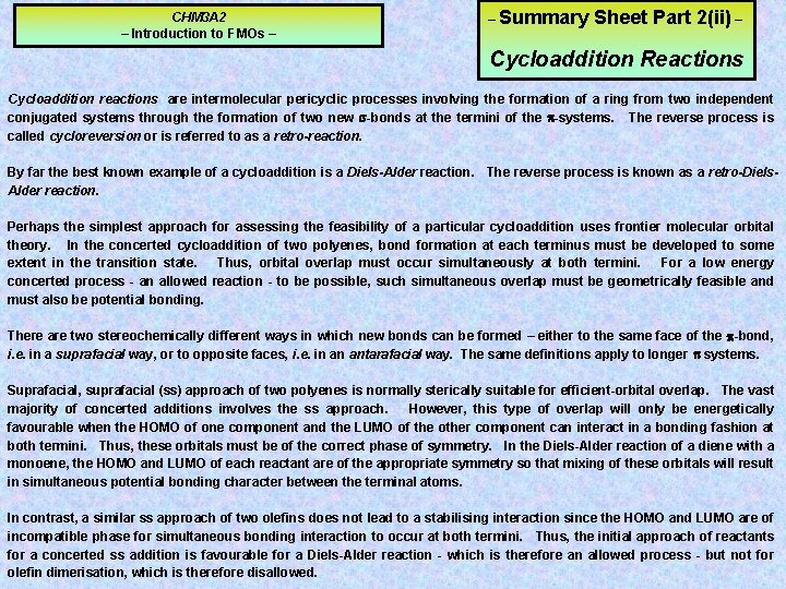 CHM 3 A 2 – Introduction to FMOs – – Summary Sheet Part 2(ii)